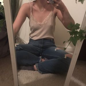 nude lace tank top